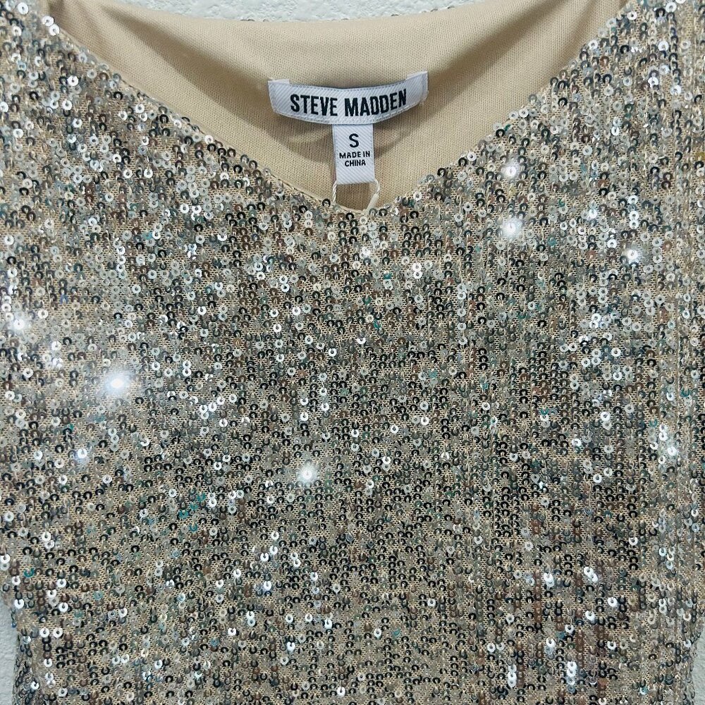 STEVE MADDEN Women's Spaghetti Strap Sequin Tank Top - Picture 3 of 4